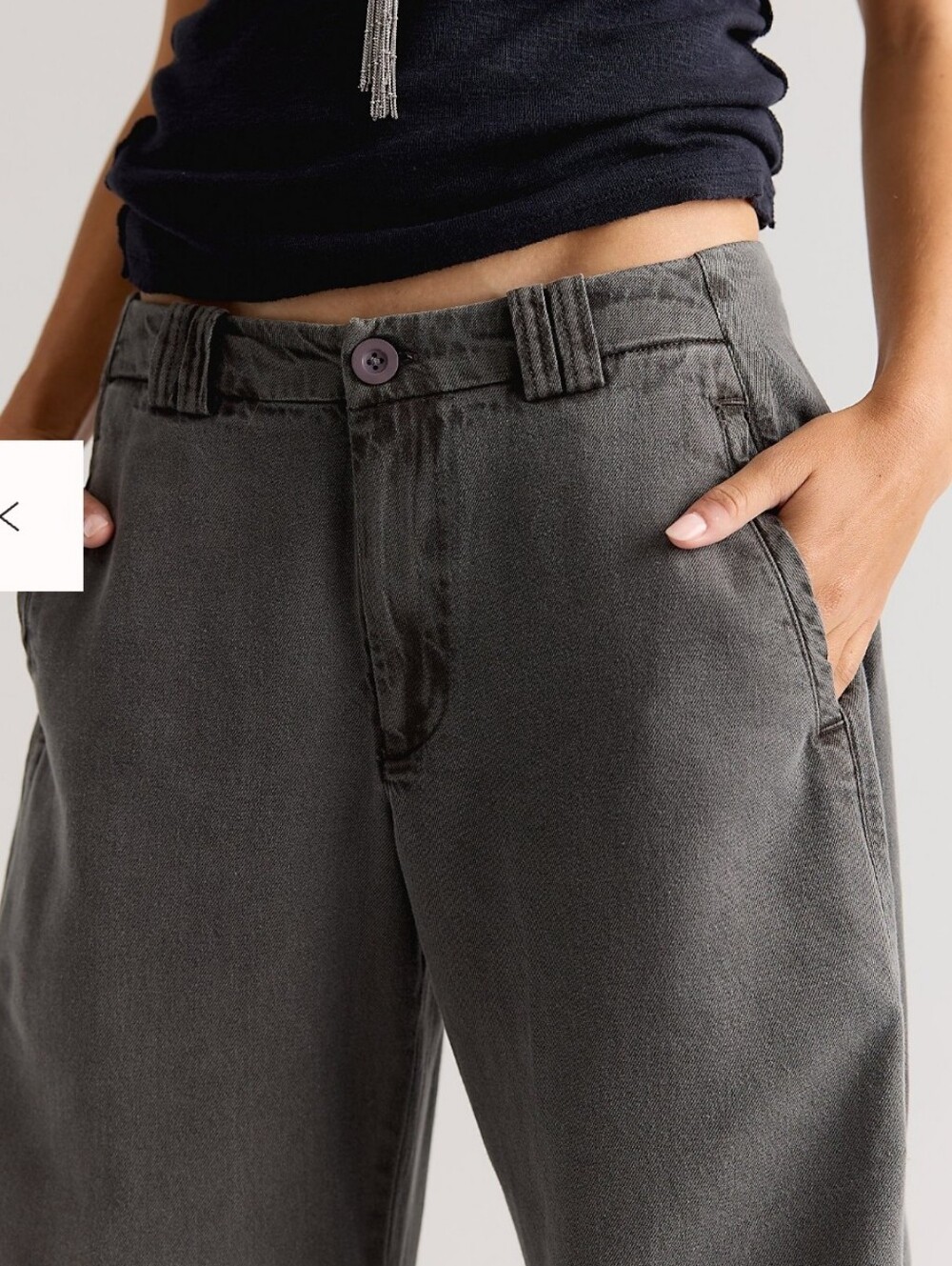Free People Spotlight Washed Barrel Chino Trousers- NWT- 10- CHARCOAL GREY - Picture 4 of 13